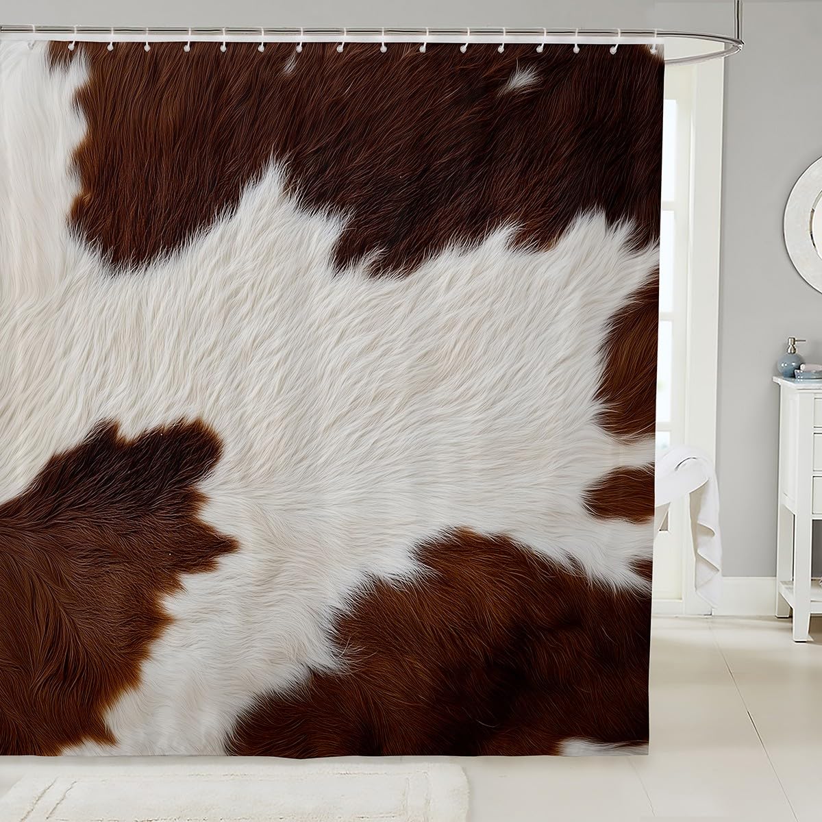 Cowboy Cowgirl Shower Curtain with Hooks,Western Farm Style Room Decor Bath Curtain,Rustic Animal Theme Bathroom Accessories Waterproof Panel,72x 84 Inches