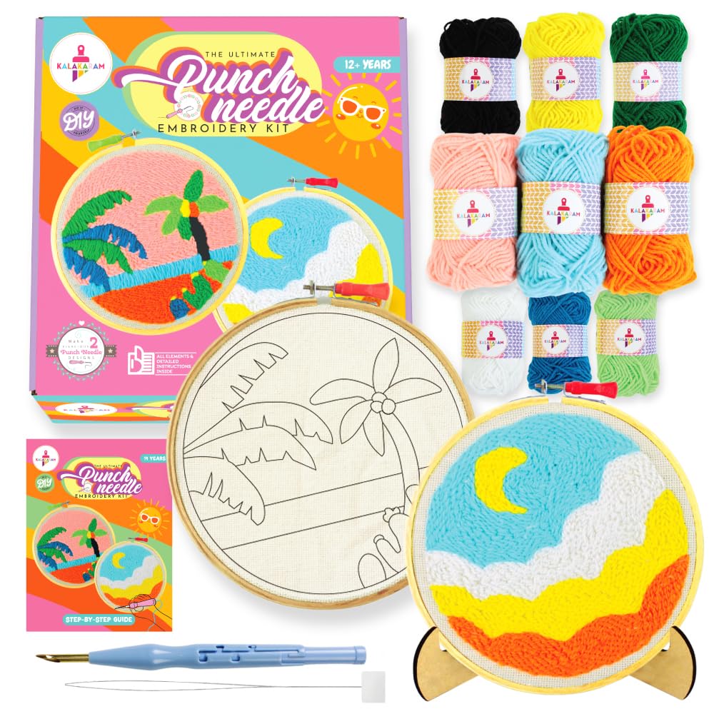Kalakaram Punch Needle Kit – Beginner-Friendly DIY Embroidery Set with Printed Designs & Tools | Fun Art & Craft Gift for Kids & Adults | Perfect for Birthdays & Creative Hobbies-image-26