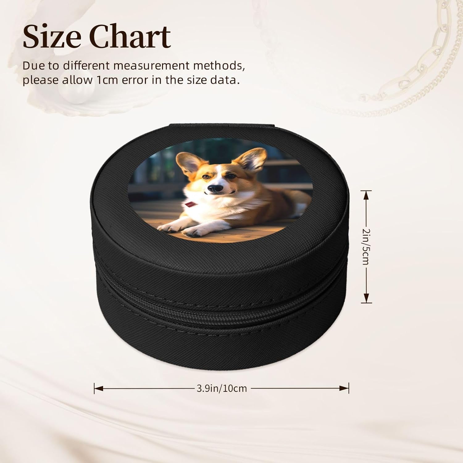 Travel Jewelry Box Leather Small Jewelry Organizer for Women,Portable Jewelry Case Smart Corgi Display Storage Holder Boxes Mini Jewelry Travel Case for Necklace Rings image 2