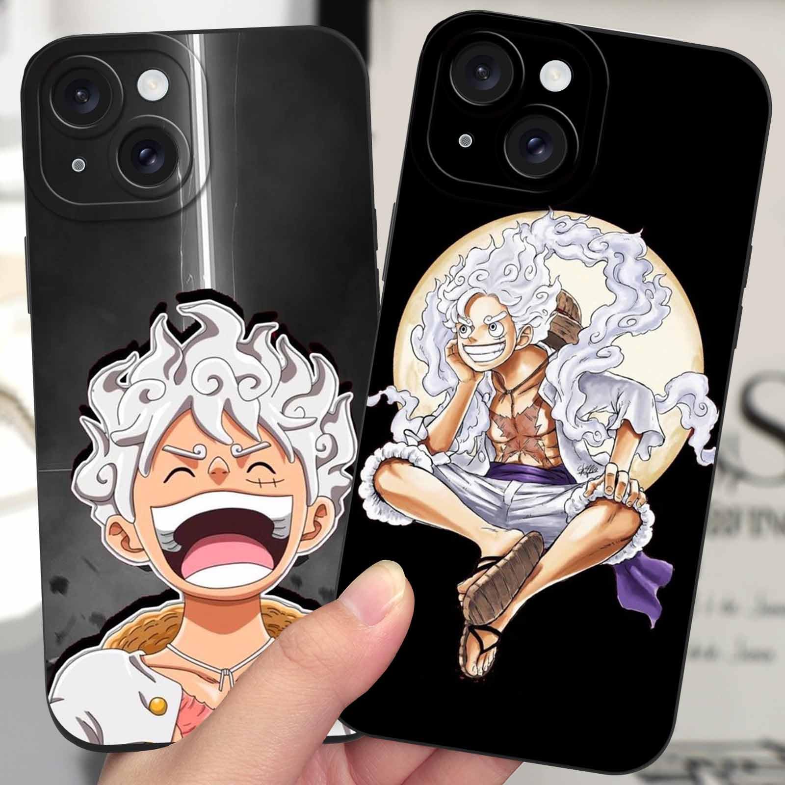 PBNDJVG 2 Confezioni Custodia per Apple iPhone 15 6.1 pollici, Anime Manga Character Gear 5 Sun God Nika Zoro Motivo Antiurto Protezione Della Lente Case TPU Silicone Cover, 01