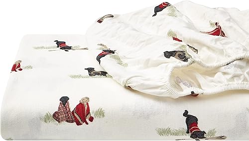 Vista 180 de Eddie Bauer - Full Sheets, Cotton Flannel Bedding Set, Brushed For Extra Softness, Cozy Home Decor (Dog Friends, Full)