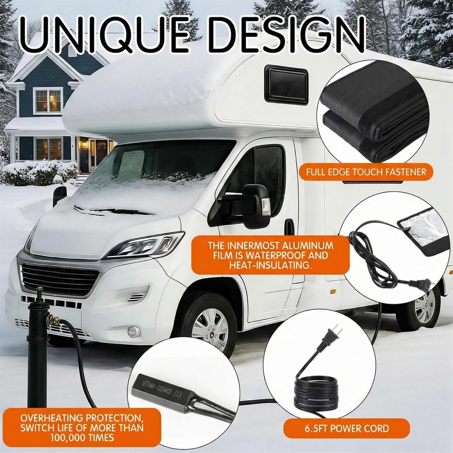 Nuanchu 50ft Heated Water Hose Sleeve Rv Hose Heated Cover Waterproof Freeze Resistant Down to -45°f Insulated Wrap Electrical Sleeve for Winter Camper Travel Trailer, Not Include Water Pipe
