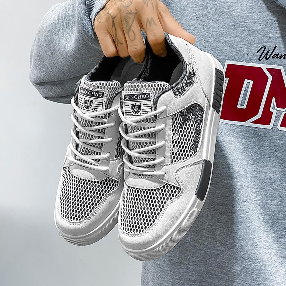 WELRUNG Men's Fashion High Top Chinese Style Skate Sneakers Stylish Comfortable Skateboarding Road Running Walking Shoes