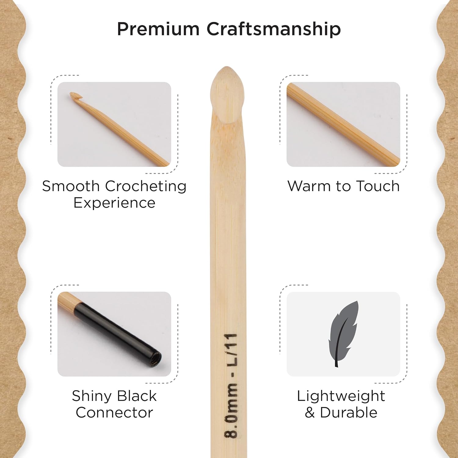 Knitter’s Pride Bamboo Luxe Afghan/Tunisian Crochet Hook – US Size L (8mm)