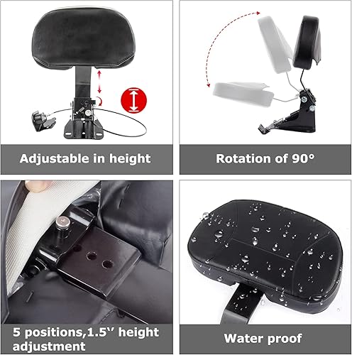 Miniatura 3 de Respaldo ajustable para jinete, respaldo plegable psler para Touring CVO Road Glide Road King Electra Glide Street Glide FLHR FLTRX FLHX FLHT