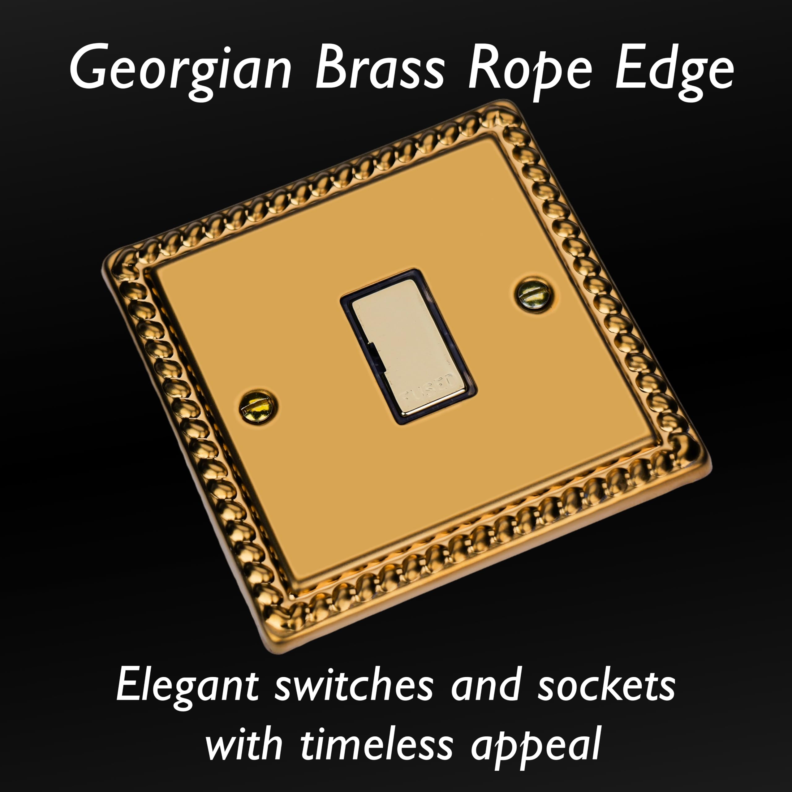 Varilight Unswitched Fused Spur - Classic Georgian Brass with Polished Brass Insert, XG6UD, 95x95x30mm - Image 3