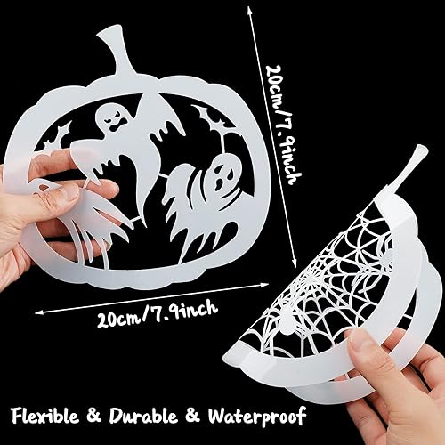Miniatura 3 de Clabby 25 plantillas de calabaza de Halloween de 7.9 pulgadas, plantillas reutilizables de expresión de calabaza, plantillas de pintura de bricolaje