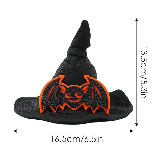 Foto 4 de 8 de Sombrero de bruja para Halloween, disfraz de gato con diseño de murciélago espeluznante