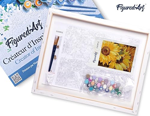 Vista 158 de Figured'Art - Juego de pintura por números, lienzo enrollado sin marco, para manualidades, para adultos, 16 x 20 pulgadas, jarrón de peonías