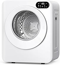 Euhomy 1.5 Cu.Ft Portable Clothes Dryer, 850W Clothes Dryer with Stainless Steel Drum, 4 Functions, LED Control, Drying Machine for Apartments, Laundry, Dorm, Small Space, White