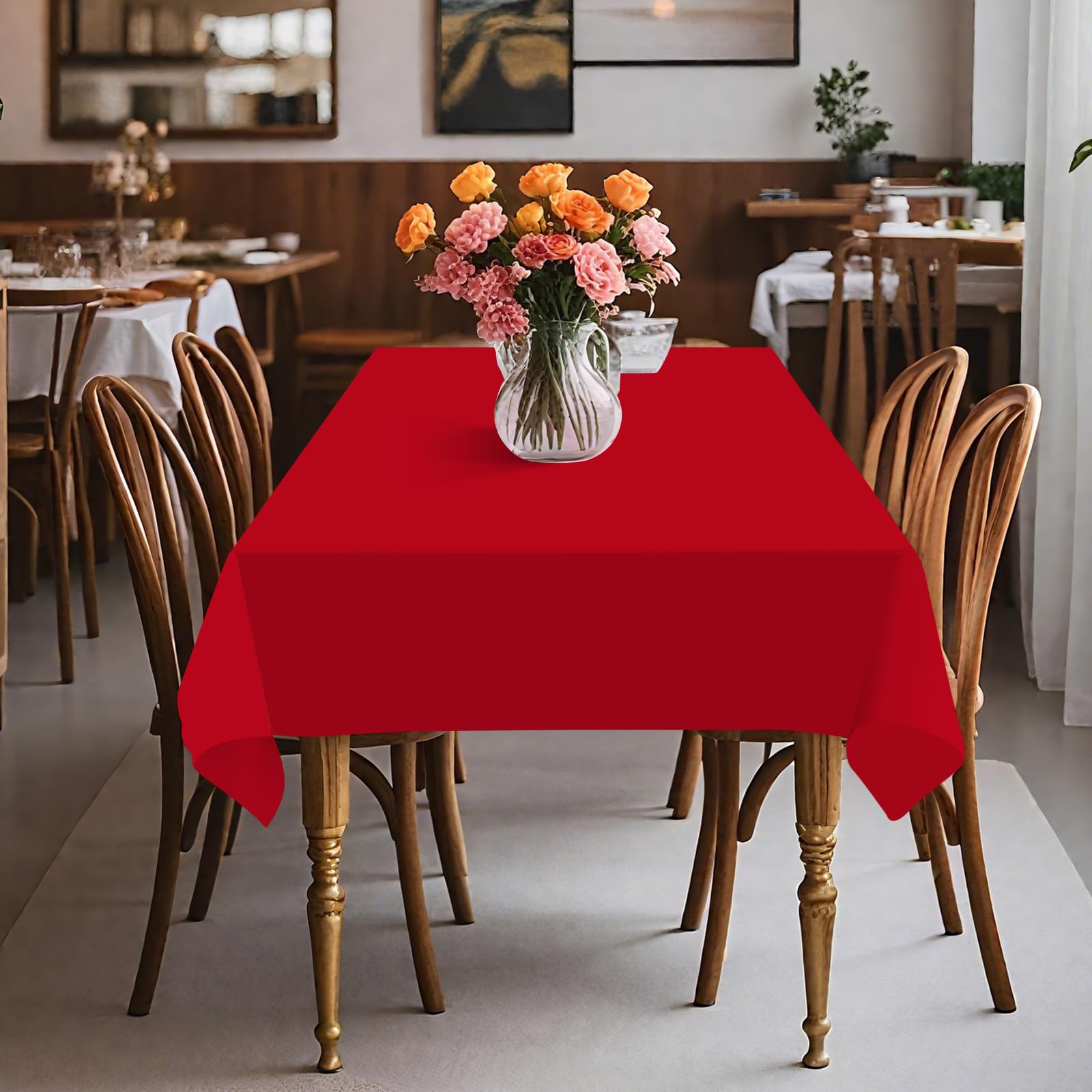 Lot de 8 nappes rectangulaires en plastique jetables pour tables de 1,8 à 2,4 m, 137,2 x 274,3 cm, pour fêtes (rouge, rectangulaire)