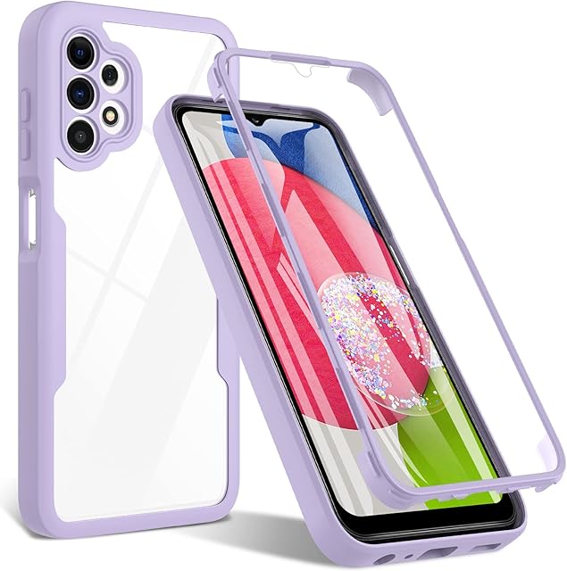 OWKEY Case for Samsung Galaxy A13 4G, 360 Degree Full Body Rugged with Built-in Screen Protector Heavy Duty Protection Slim Fit Shockproof Cover for Samsung Galaxy A13 4G Phone Case 6.6" (Purple)