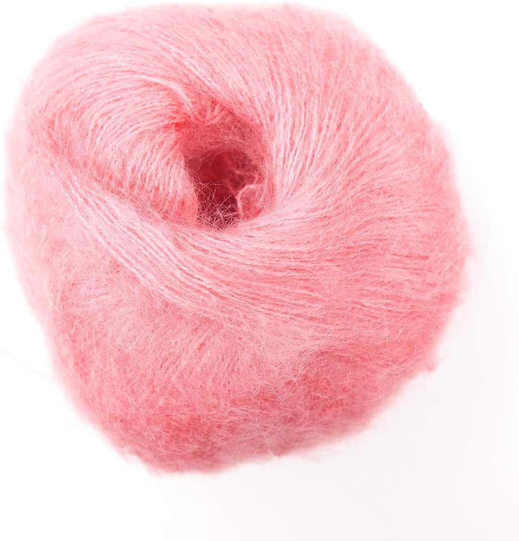 Colorful Soft Mohair Knitting Yarn Multicolor Sweater Soft Natural Crochet Smooth Skein Yarn 125g in Candy Pink