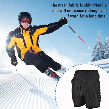 TOMSHOO 3D Hip Protective Snowboard Butt Pads Impact Shorts Tailbone Protection Crash Pants for Skiing Skateboarding, Men Women
