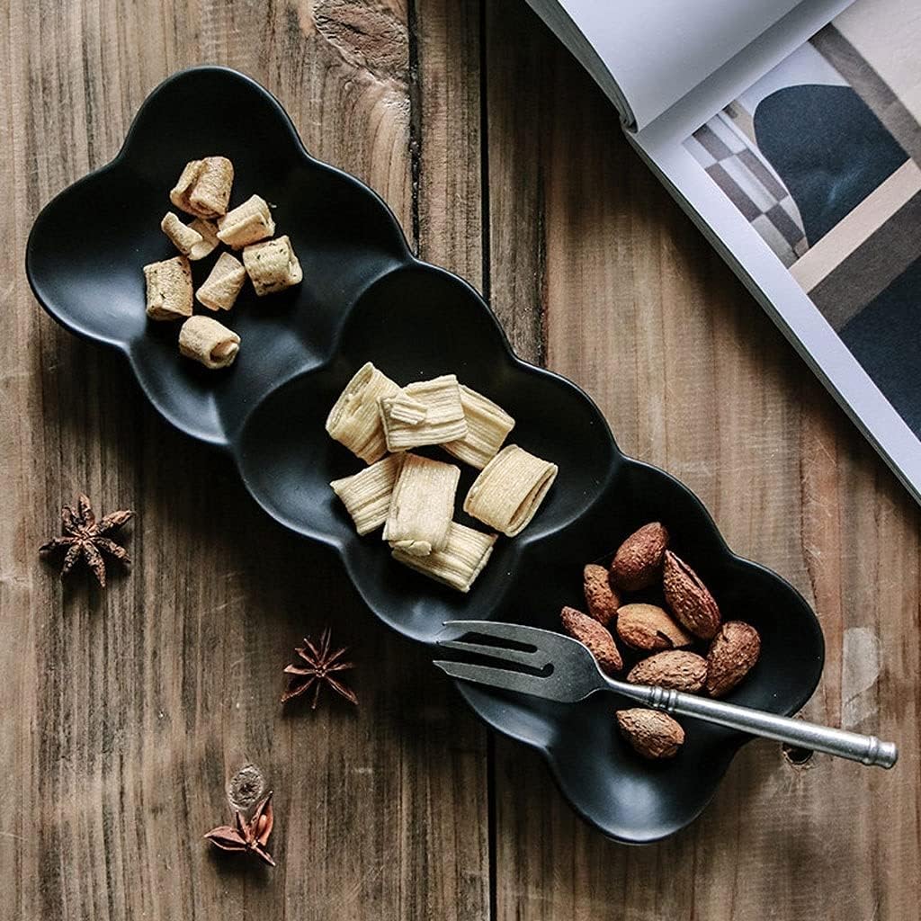 Dip Bowls Set Soy Sauce Dish/Bowls Ceramic Sauce Dish 3 Compartment Soy Sauce Appetizer Serving Tray Rectangular Divided Sauce Dishes for Restaurant Kitchen Ketchup Sauce Or Seasoning Dipping Sauce Bo