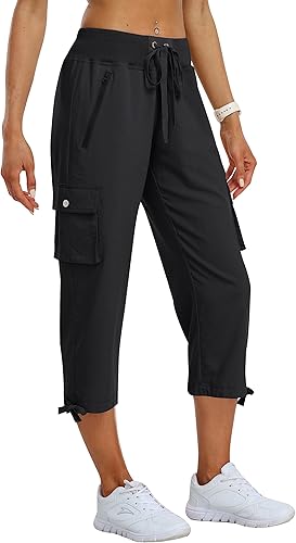 Miniatura 2 de MoFiz Pantalones cargo capri de senderismo para mujer, ligeros, de secado rápido, atléticos, viajes, casuales, holgados, cómodos, bonitos bolsillos