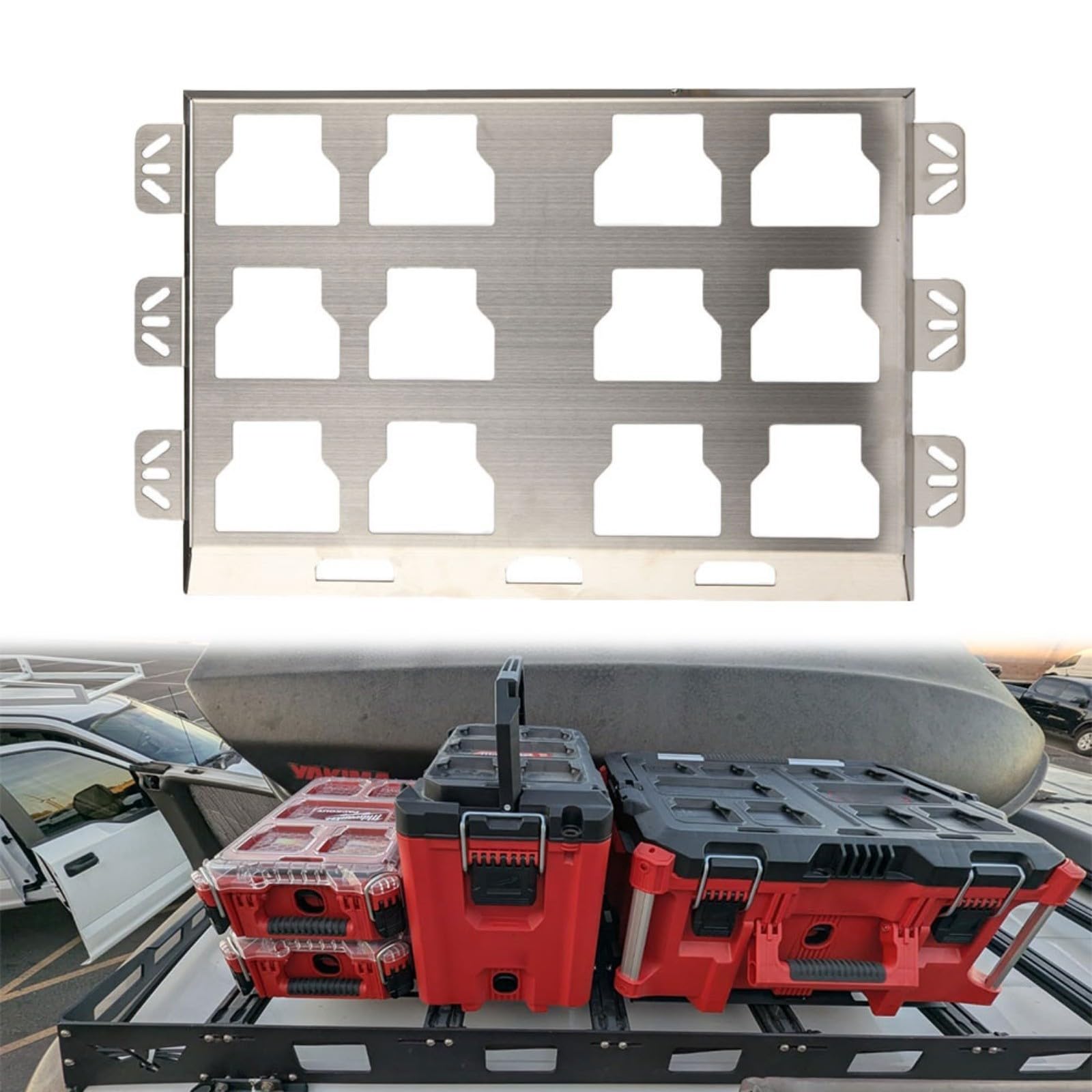 Placa de montaje de acero inoxidable 100 libras para organización de cajas de herramientas