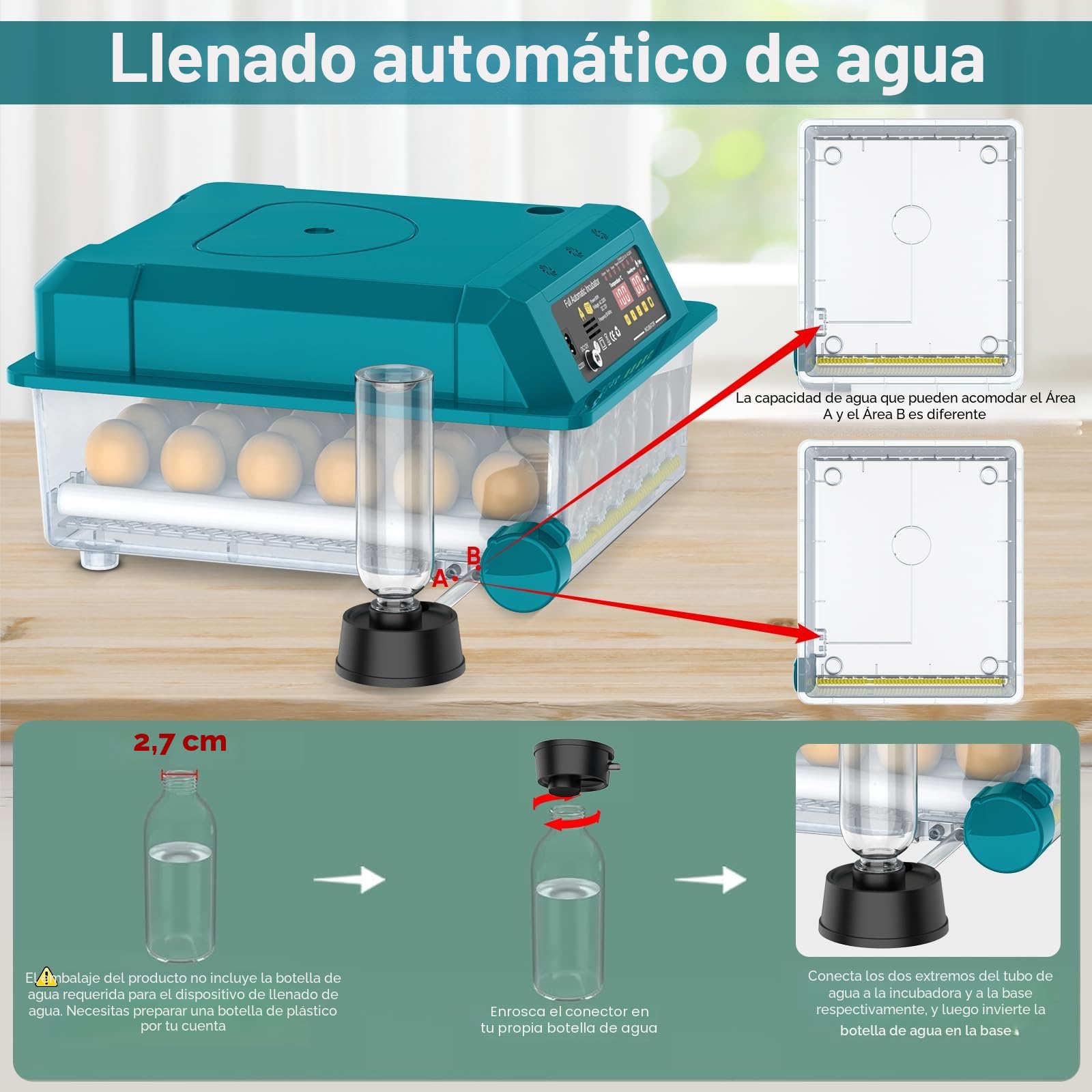 Incubadora Automática de Huevos 36 Huevos, Incubadora de Huevos con 5 Modos Preestablecidos, Volteado Automático de Huevos y Control de Humedad, Luz de Comprobación de Huevos, Incubadoras para Pollo