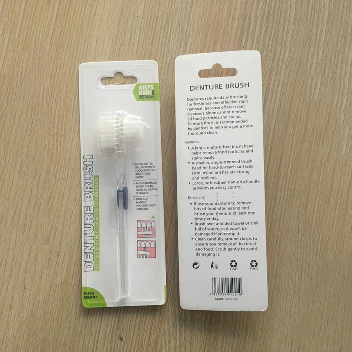 KOMBIUDA 2Pcs Transparent Double Sided Brush Gentle False Cleaner for Oral Care Non Slip Handle for Easy Control for Retainers and Dentures