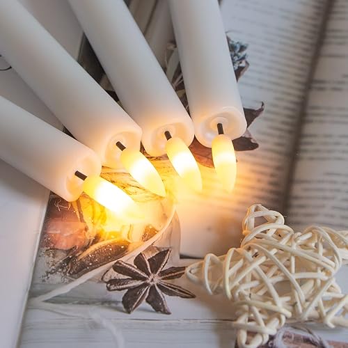 Miniatura 5 de Velas cónicas sin llama a pilas con dos temporizadores remotos, velas LED de 6.4 pulgadas con mecha 3D, luz cálida parpadeante de larga duración,