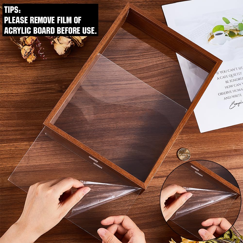 CREATCABIN Wooden Shadow Box Frame Dried Flowers Display Frame Deep Picture Photo Postcard Showing Specimen Frame DIY Crafts Tabletop Decor for Anniversary Wedding Graduation Travel 7.9x11.9x2.3 Inch - Image 4