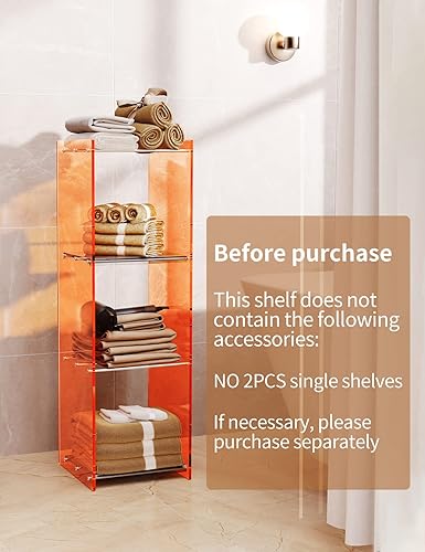 Miniatura 4 de solaround Acrylic Narrow Bookcase Skinny Bookshelf Modern Display Storage Organizer for Living Room Office Bathroom (Clear, 3 Tier)