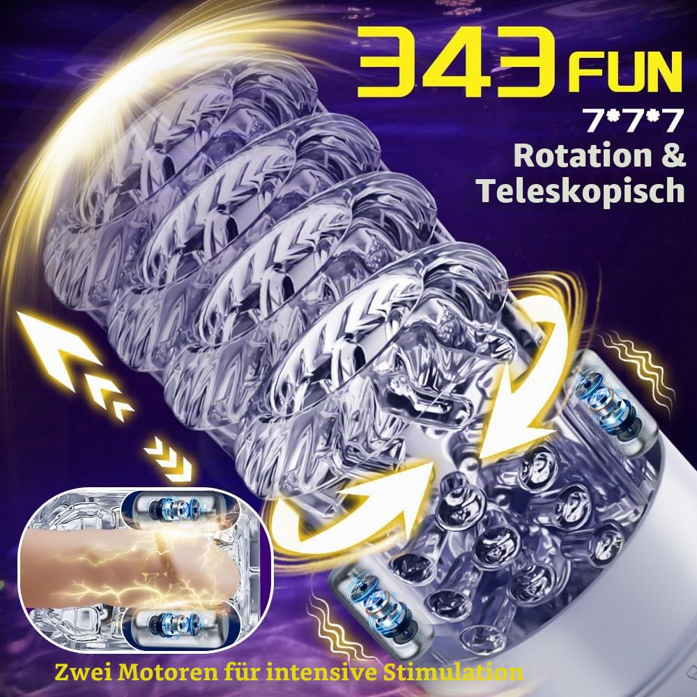 Elektrischer Masturbator Masturbieren für Männer 7 Teleskop & Rotation & Vibration & Saugen Sexspielzeug für die Männer Zungenlecken Blowjob Taschenmuschi Masturbatoren Penis Massage