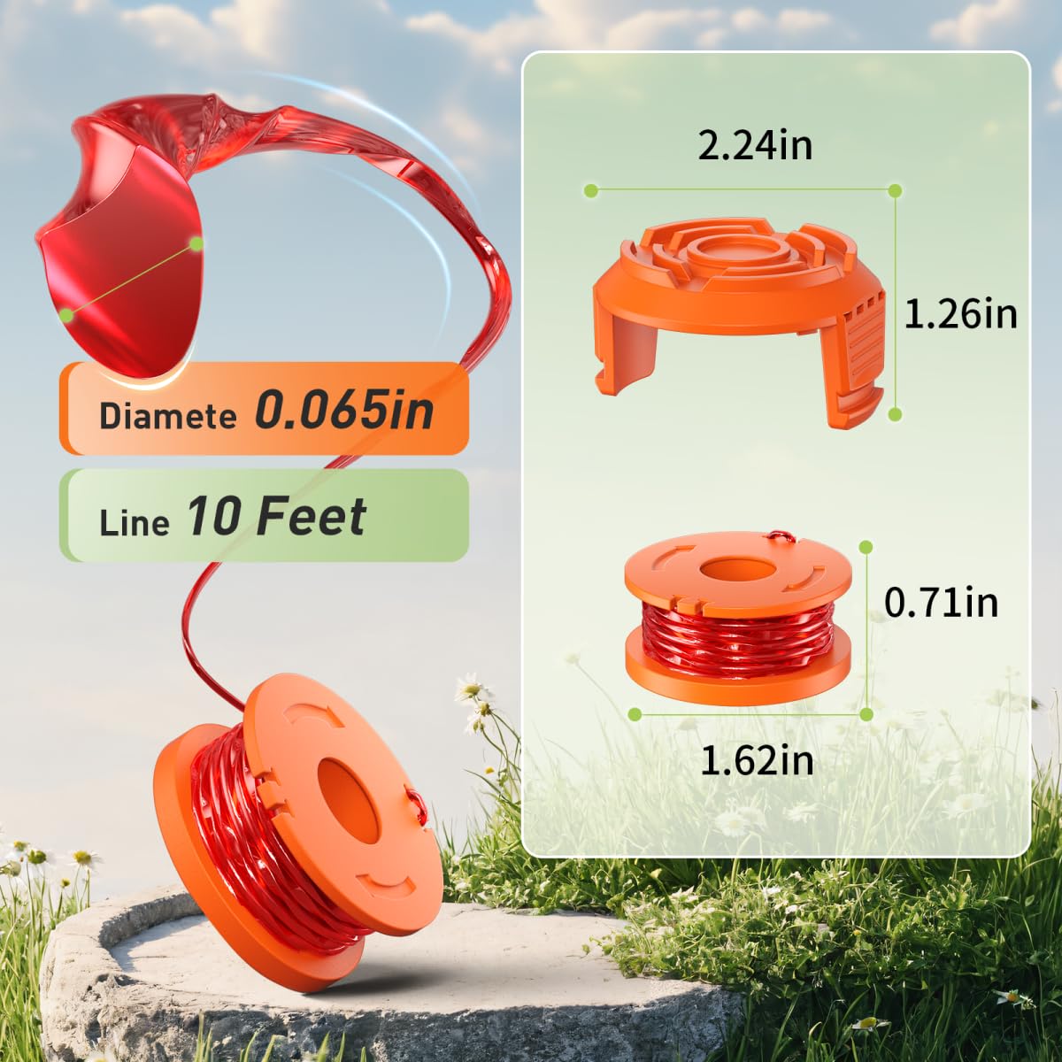 Confezione da 20 corde mangia-erbacce compatibili con Worx, 0,2 cm 3 m/confezione, bobina di ricambio per decespugliatore, compatibile con decespugliatori Worx (16 bobine + 4 tappi)
