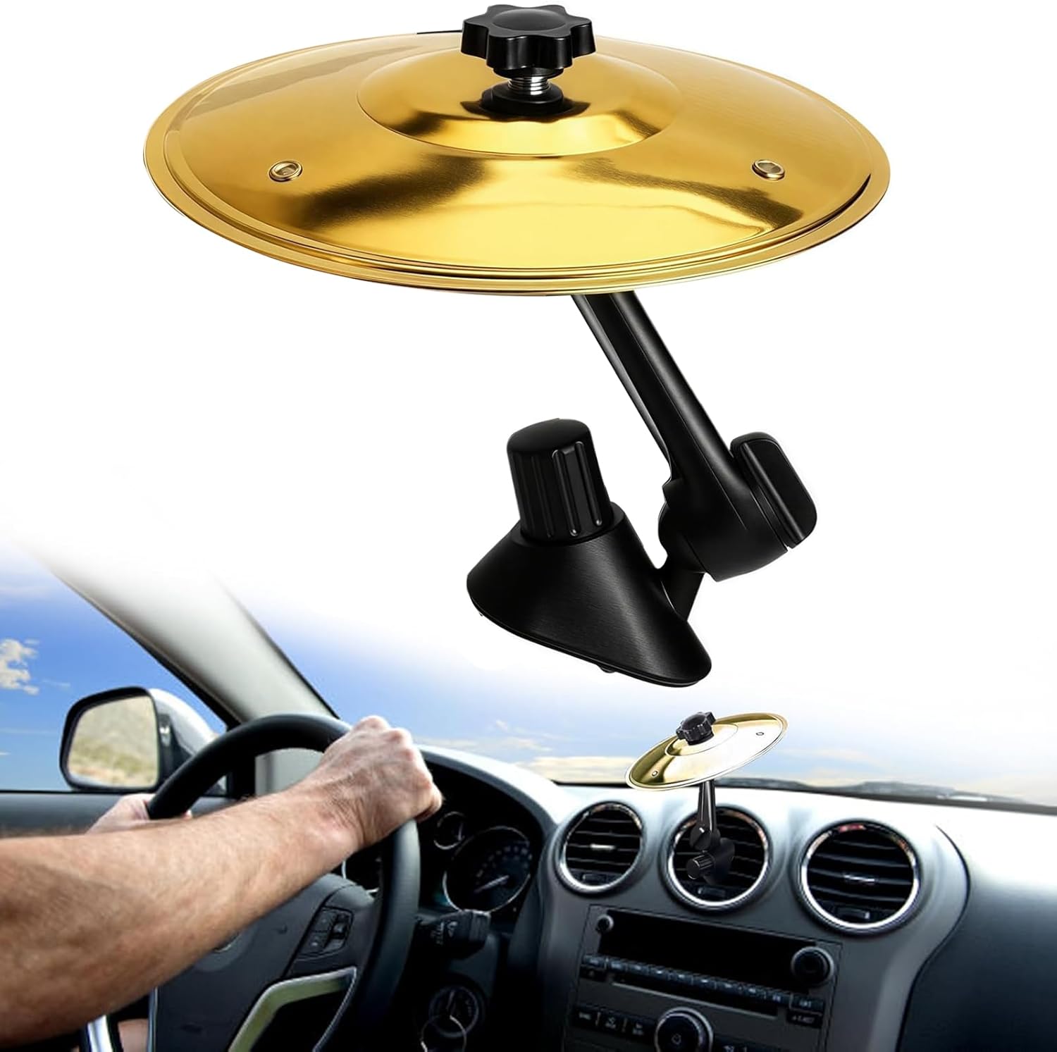 Car Cymbal Air Vent, Car Symbol Drum Air Vent, Crash Dash Board Drum Symbol, Mini Drum Crash Cymbal for Music Lovers(Gold)