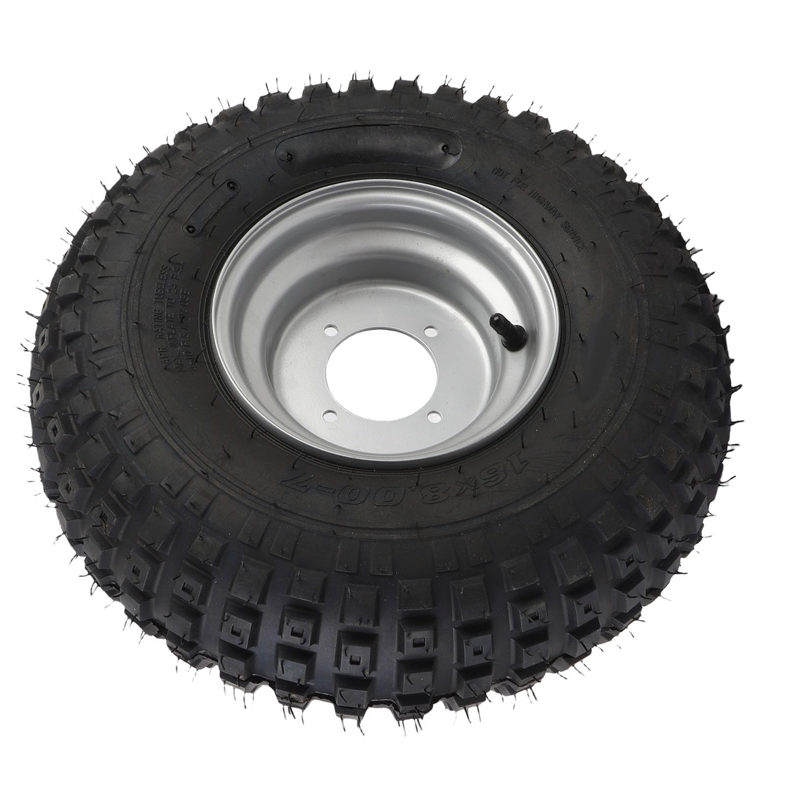 Ausla Pneus de VTT 16x8-7 avec Jantes, Alliage en Aluminium All Terrain 4 Trous Tire de Roue avec Jantes Assorties pour UTV Quad Off Road Go Kart, Charrette, Mini Vélo, Tondeuse à