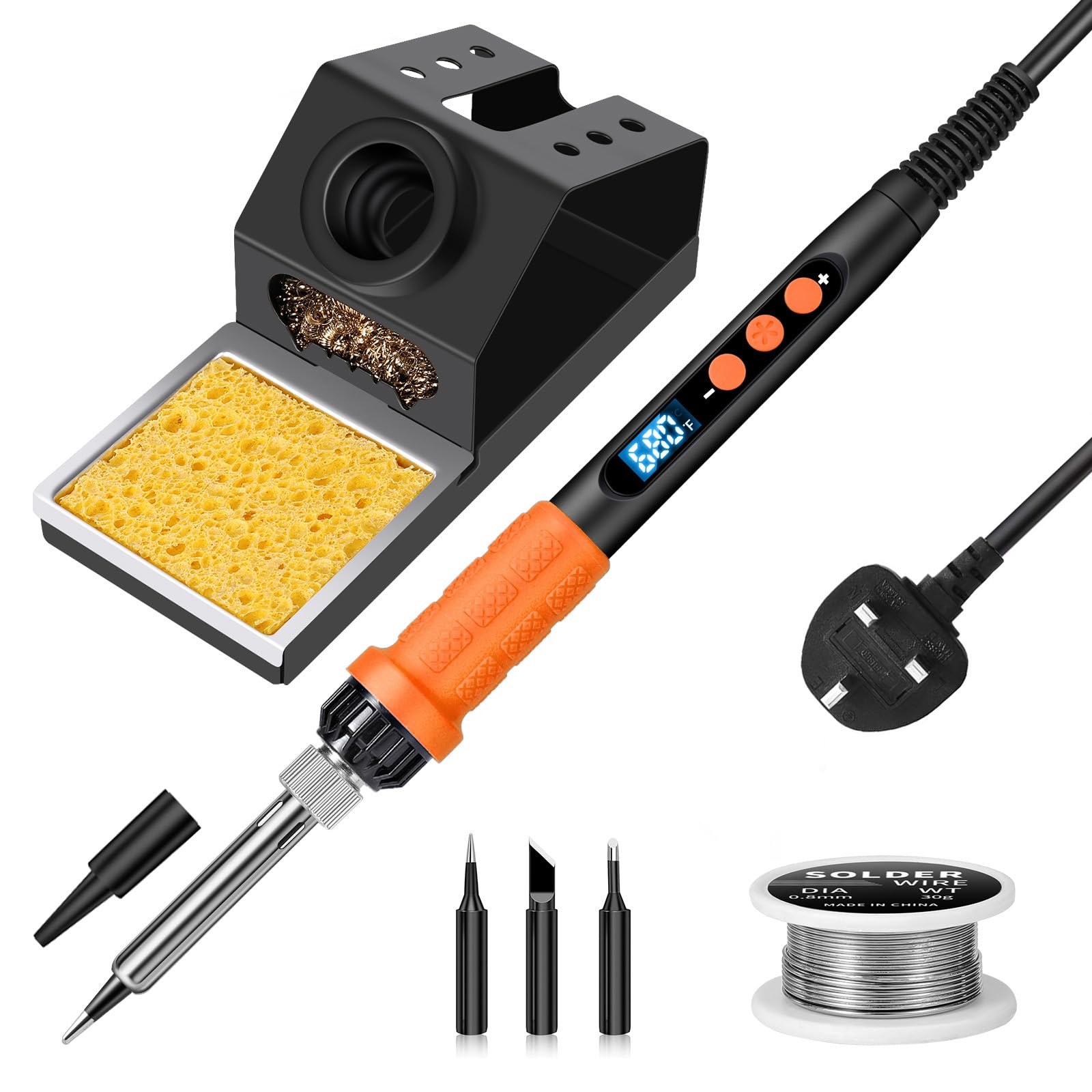 Soldering Iron Kit, 100W High Power Soldering Iron, Fast Heating, Digital Display Temperature Control Accurate 180℃-500℃, Portable Soldering Kit with Protective Cap, Automatic Sleep Mode — image 1