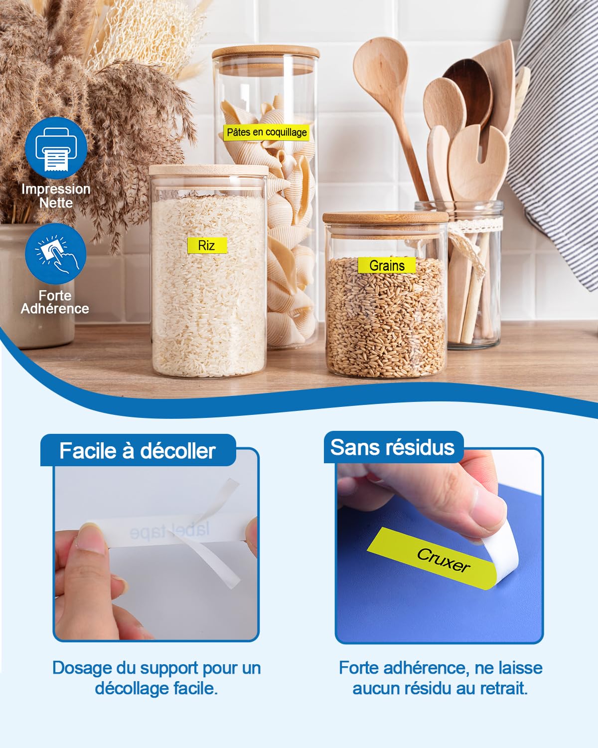 Cruxer Lot de 20 Rubans d'étiquettes de rechange pour SC9YW LK-3YBP AC9YW 9 mm x 8 m laminés Noir sur Jaune compatibles avec Epson LW-1000P LW-700 LW-300L LW-300 LW-400 LW-500 LW-600P LW-900P