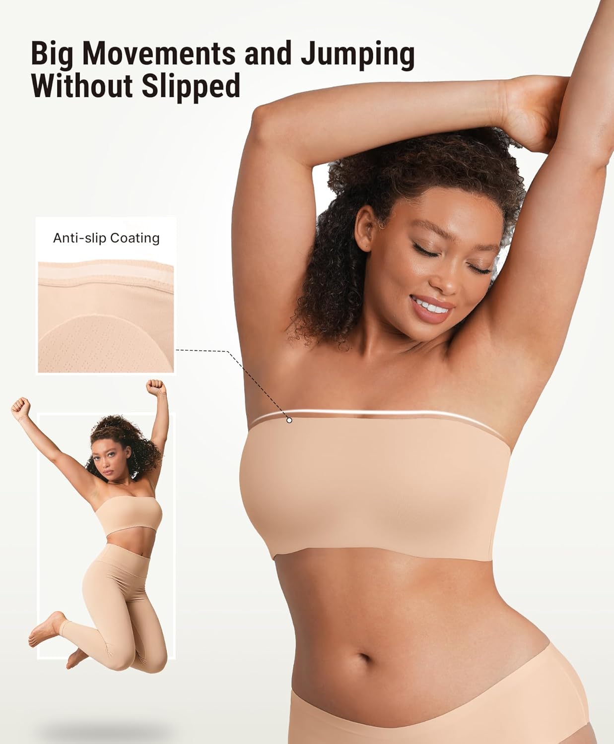 FeelinGirl Strapless Bra for Women No Underwire Seamless Padded Anti-Slip Tube Top Bandeau Bra Comfy Smoothing Bralette - Image 5