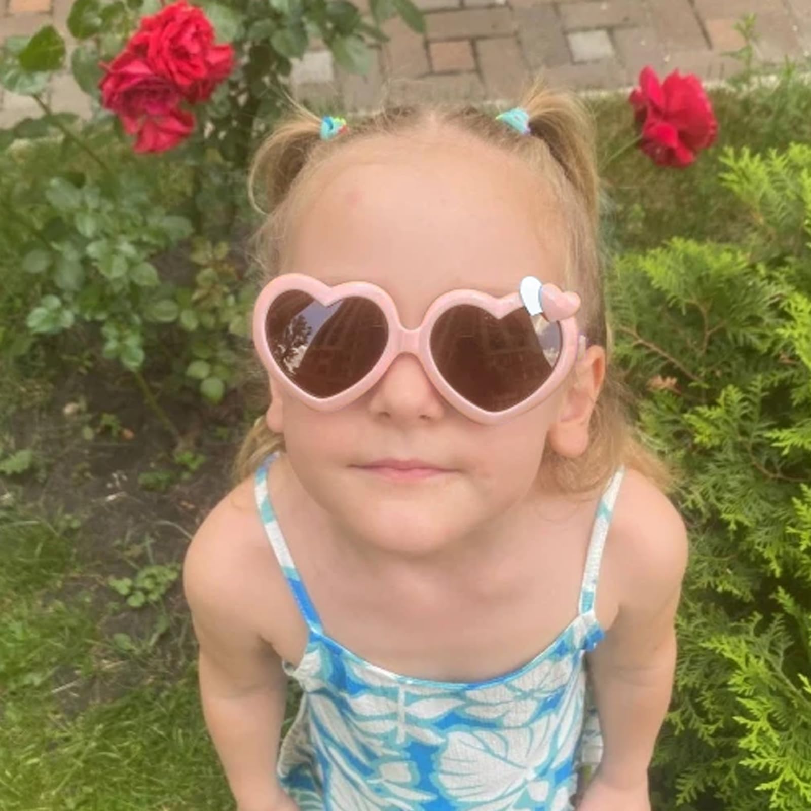 DQbhzh Pink Heart Sunglasses Kids Polarized Sunglass Girls Cute Cartoon Love Shaped Trendy Silicon UV Protection Childrens Sun Glasses Age 3-12