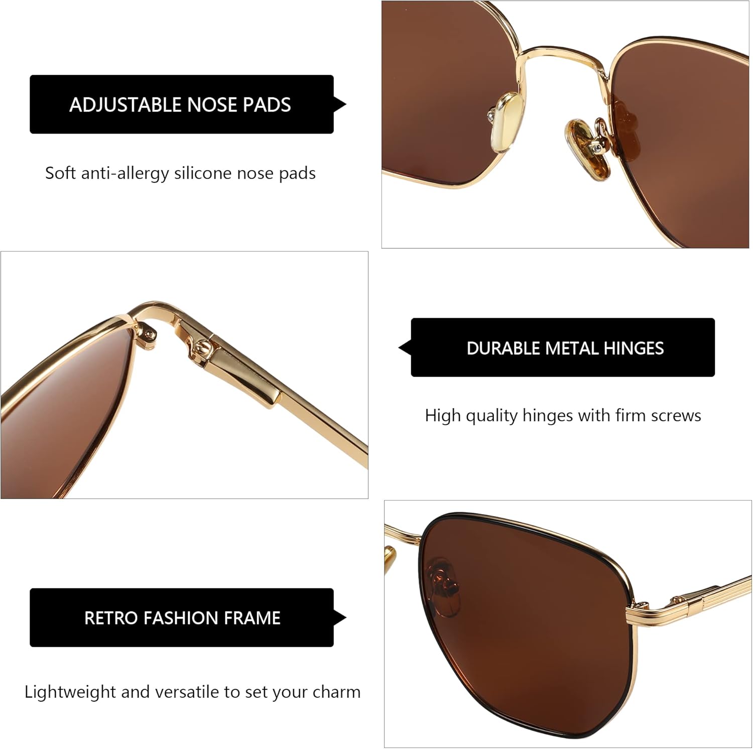 ZENOTTIC Hexagon Polarized Retro Sunglasses for Men Women-Vintage Metal Frame Design UV Protection Trendy Fashion Shades