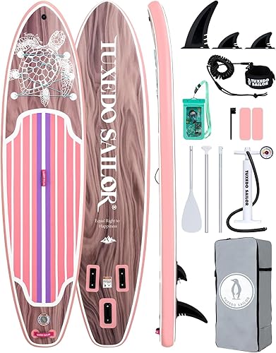 Tuxedo Sailor 10'6"/11' Inflatable Stand Up Paddle Board with SUP Accessories, Anti-Slip EVA Deck and Large Fin, Paddle Boards for Adults & Youth of All Skill Levels