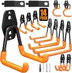 Wallavant Crochets de garage lourds, 14 Pack porte-pièces murales avec porte-brochures Mop et organisateur de porte-cordons, pour outil de puissance, outil de jardin, utilitaire, échelle, tuyau