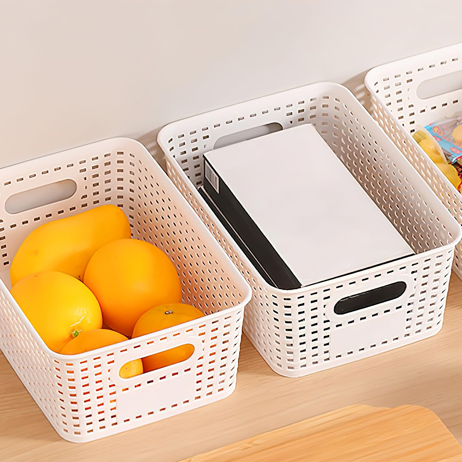 3 Aufbewahrungsboxen Mit Bambusdeckel – 25x18x10 Cm, 5 Liter, Stapelbar, Aus PP-Kunststoff, Weiß