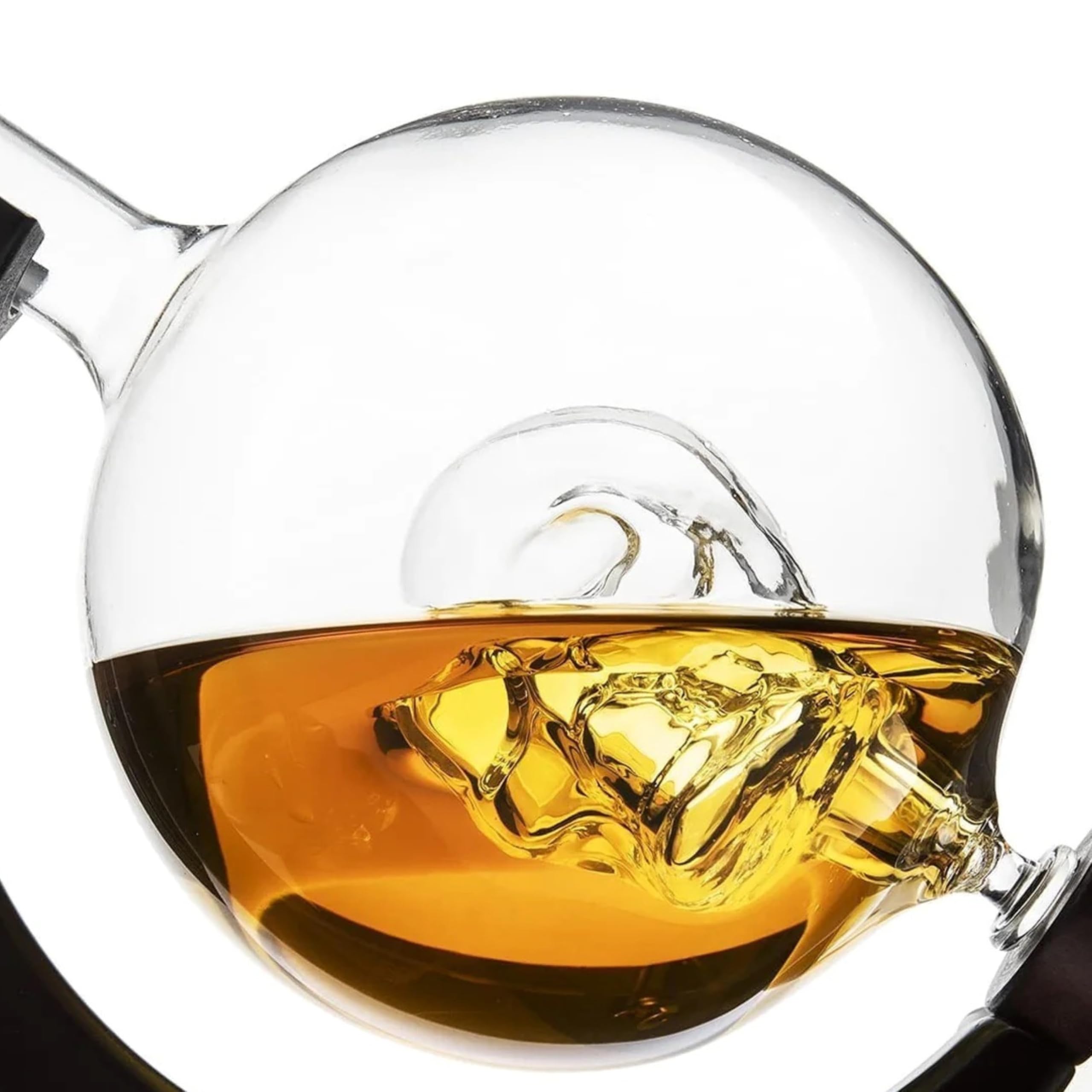 Jarra de whisky - Juego de decantador de whisky de lujo - 0,9 L - Incl. 4 piedras de whisky de calavera dorada - 4 vasos de whisky - 4 posavasos únicos - Regalo único