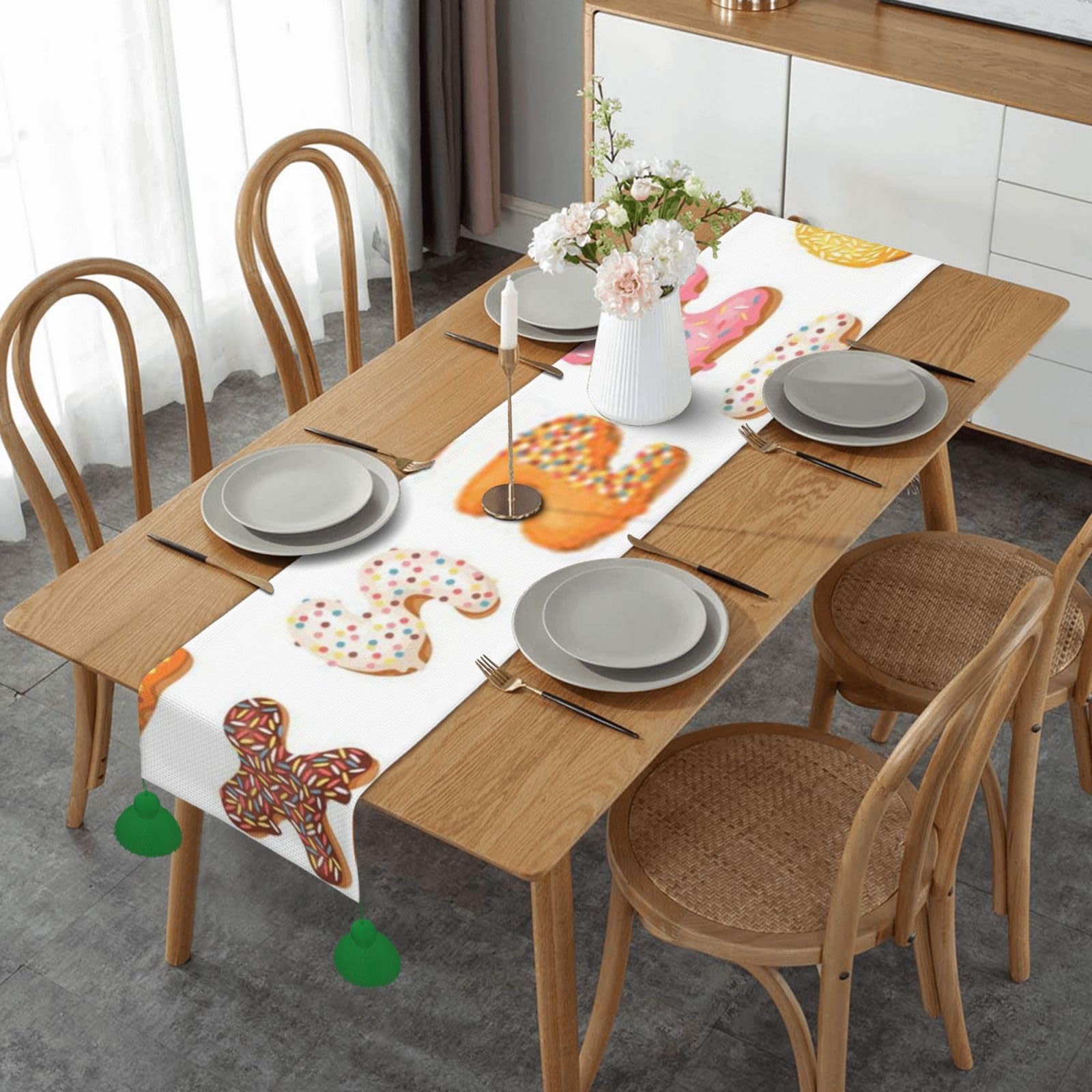 Chemin de table automne en lin pour décoration de mariage et repas