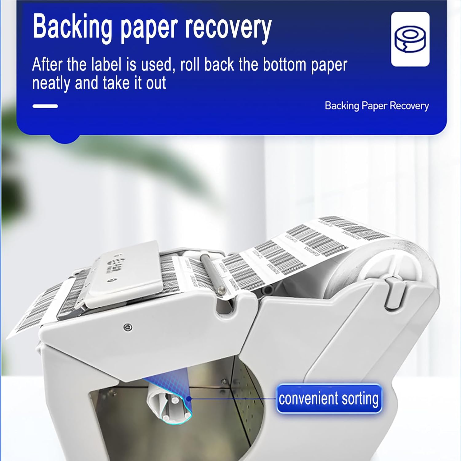 Automatic Label Dispenser, Sticker Separating Machine, Label Stripping Machine with Digital Control, 5-180mm Label Width and Automatic Counting for Self-Adhesive Label/Barcode Labels/Safety Labels