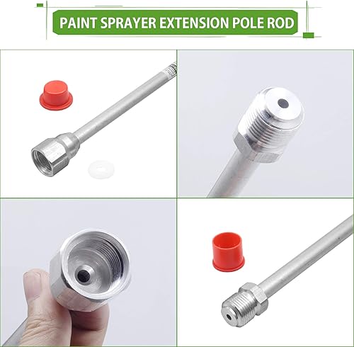 Miniatura 5 de SINYOWOT Paquete de 3 extensiones de punta de pistola pulverizadora sin aire con protector rojo, pistola pulverizadora de pintura sin aire, varilla