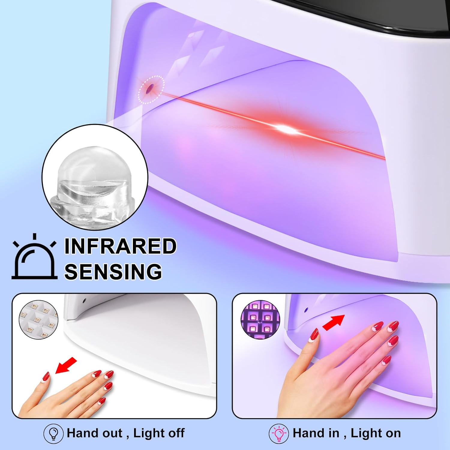 UV Nail Lamp Cordless, Rechargeable UV Light for Gel Nails, Professional UV LED Nail Dryer with 45Pcs Lamp Beads and Automatic Sensor, Quick-Drying Nail Light Kit for Nail Art at Home & Salon