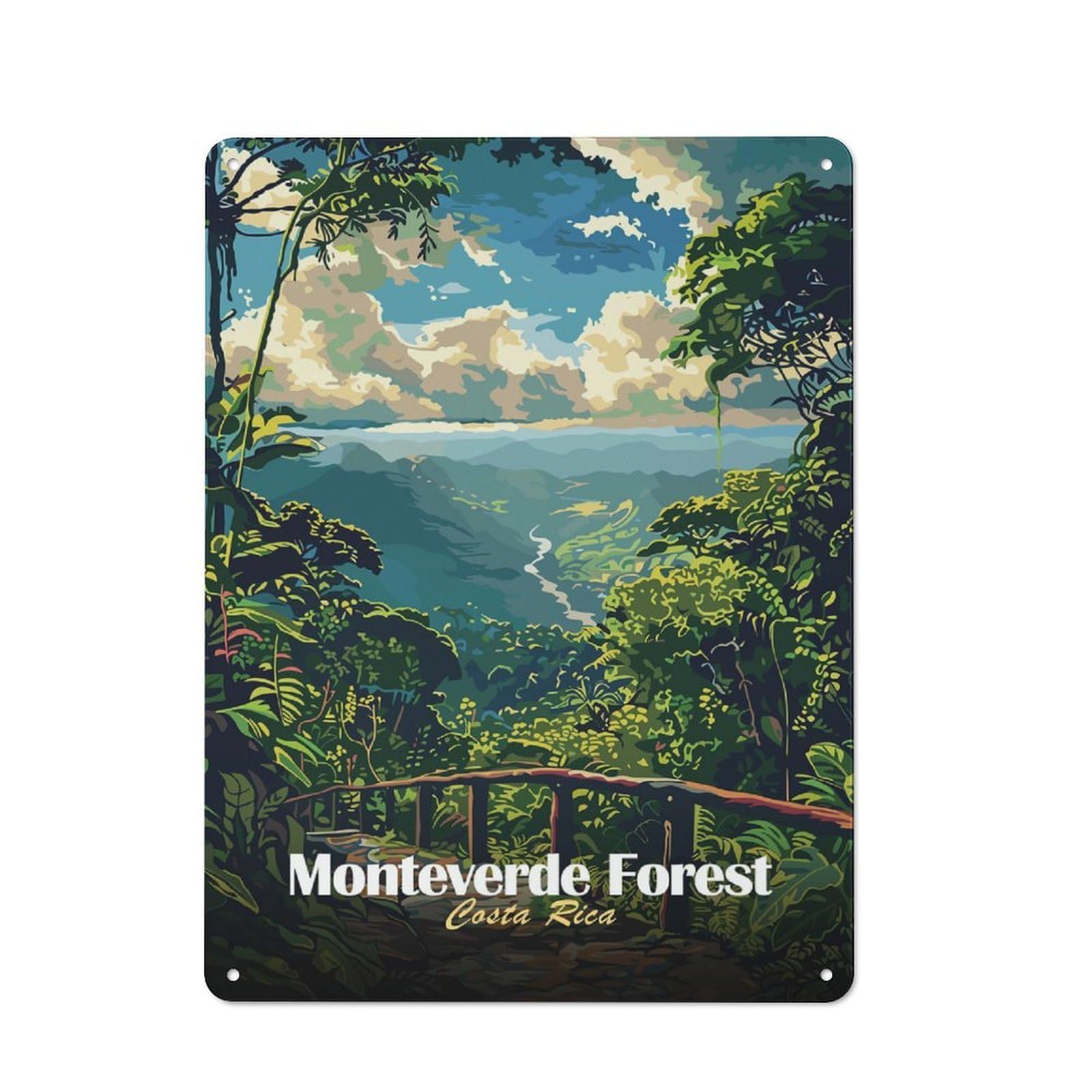 Junmoney Style-14 Creative Monteverde Forest Costa Rica Landscape Art Tin Sign 40X30cm, Study Room Decor For Workspace, Cafe, Shop Or Desk Area