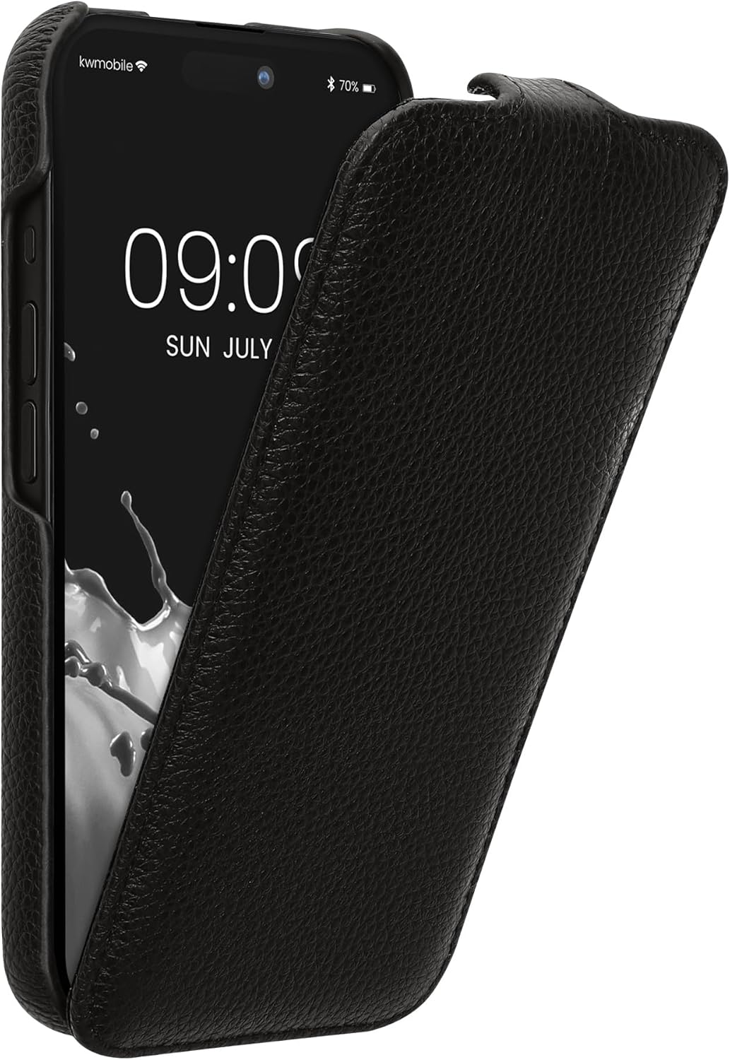 kalibri Flip Case Compatible with Apple iPhone 16 - Ultra Slim Leather Protective Phone Cover - Black