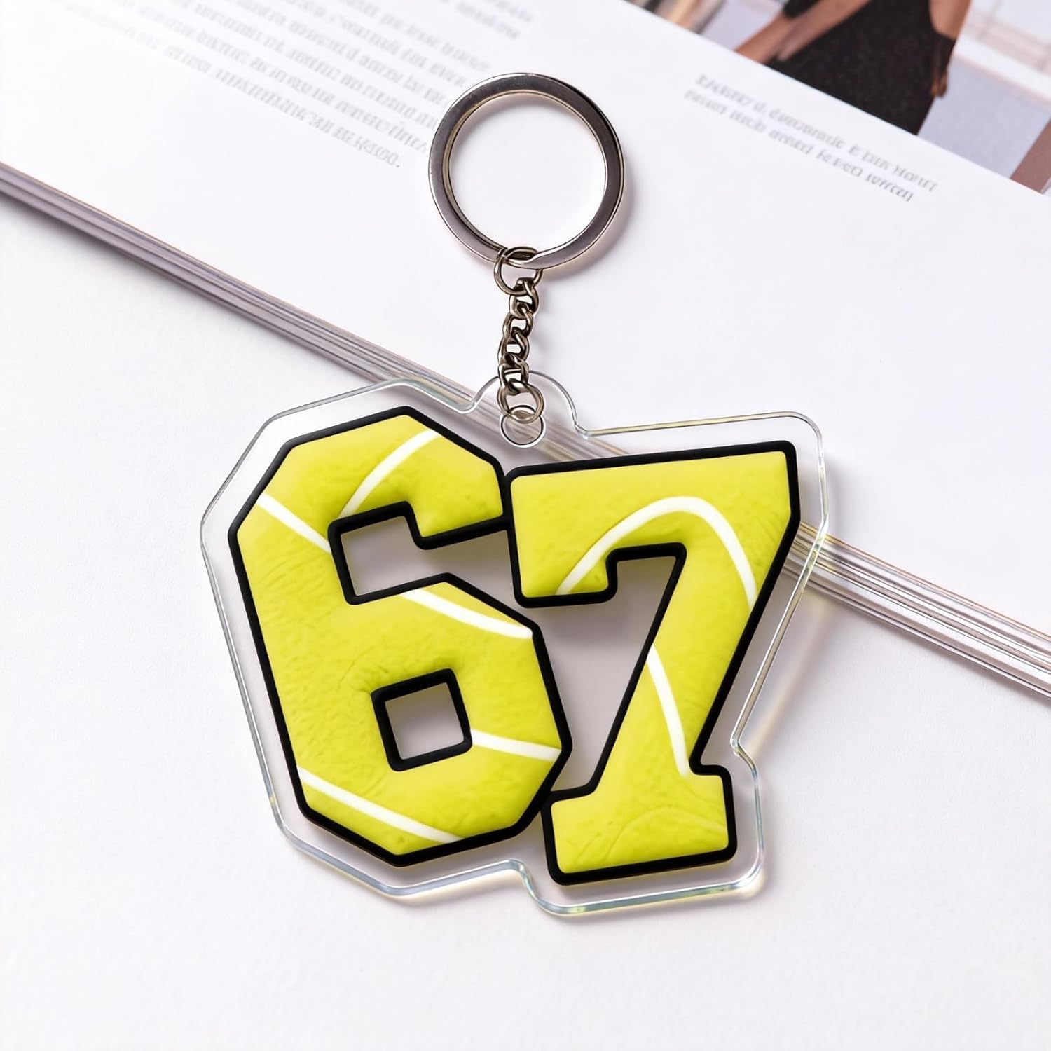 choice of all 67 Valentines 6PCS 67 Keychain Gifts Meme Keychain Six Seven Bag Charm Keyrings for Party Favors - Image 8