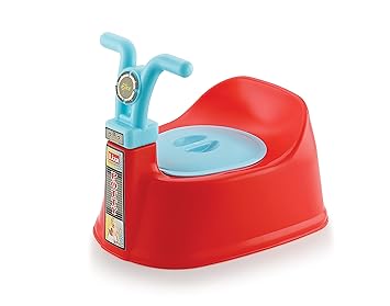 Nabhya New Bike Potty Seat Baby Potty Training Seat- Chair for Kids- Infant Potty Toilet Chair with Removable Tray & Closing Lid (6-18 Month)(Red)