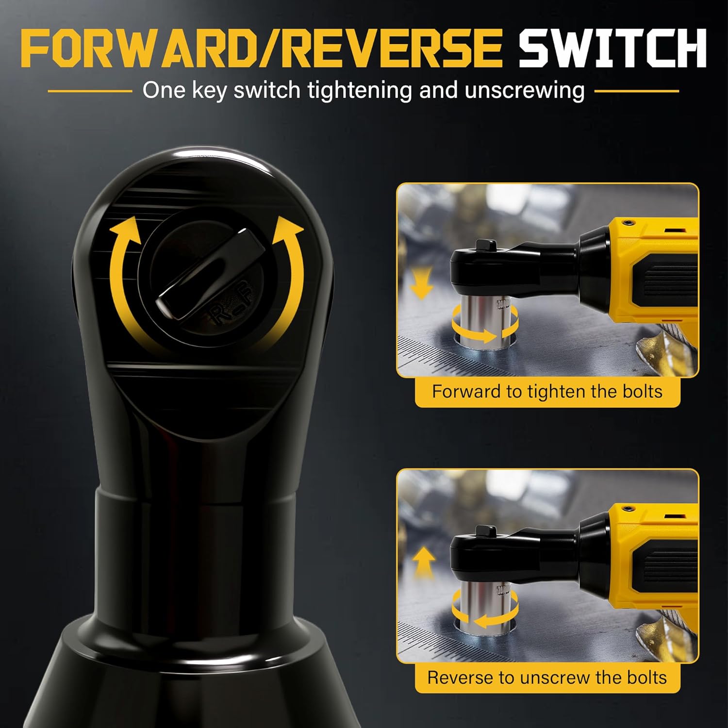 3/8" Cordless Ratchet Wrench for DEWALT 20V MAX Battery, 45 Ft-lbs(60 N.m) Power Electric Ratchet Tool Kit, Variable Speed Control, 7 Sockets, 1/4"Adapter & 3" Extension Bar (Tool Only)