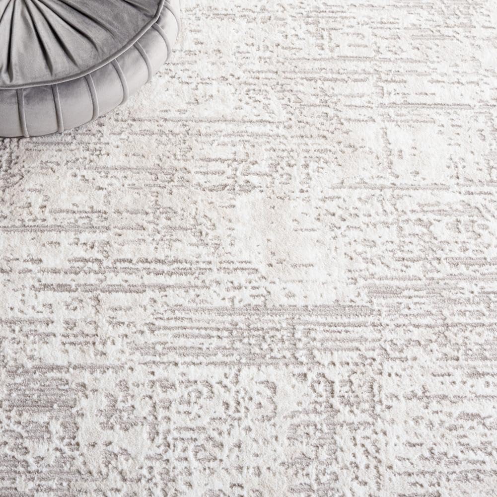 SAFAVIEH Parker Collection Area Rug - 9' x 12', Taupe & Ivory Blue, Contemporary Design, Stain Resistant, Ideal for High Traffic Areas in Living Room, Bedroom & Dining Room (PRK101E-9)