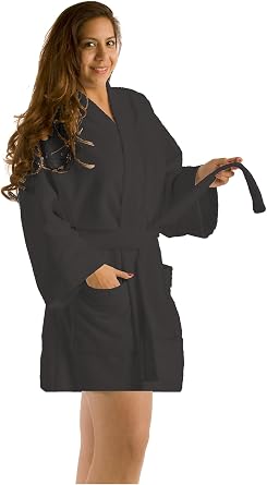 BY LORA Womens Microfiber Kimono Robe, Thigh Length, Multiple Colors